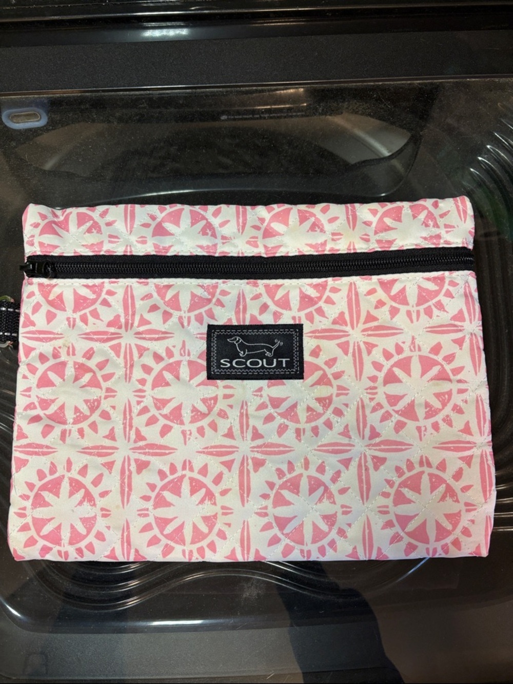 Scout Pink/White Lined Cosmetic Bag